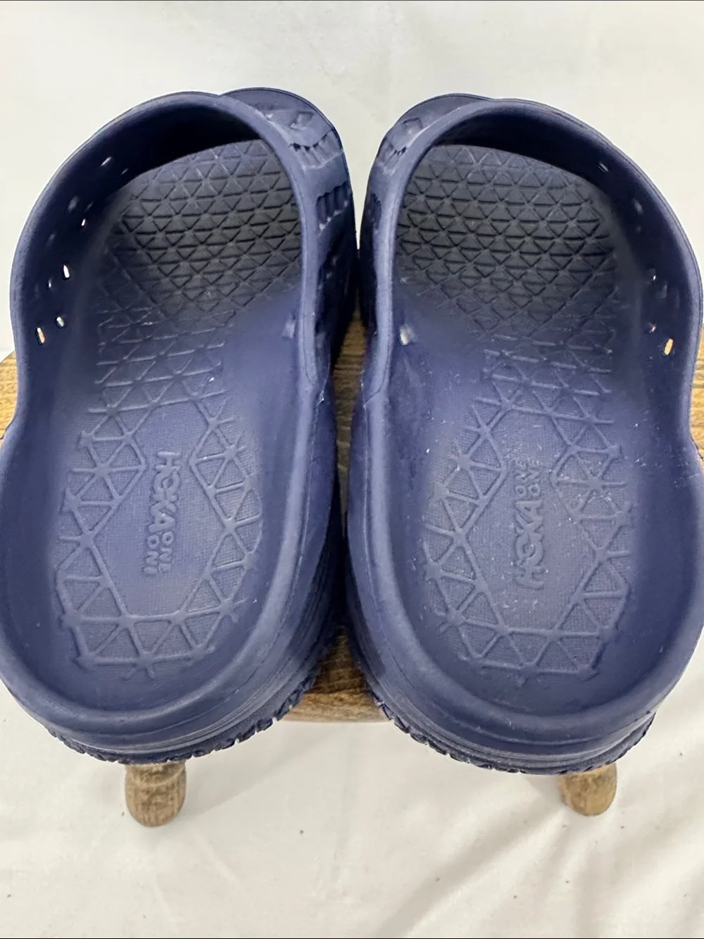 Hoka Mens ORA Recovery Slides Sandals in Navy w/ Light Blue, sz 10